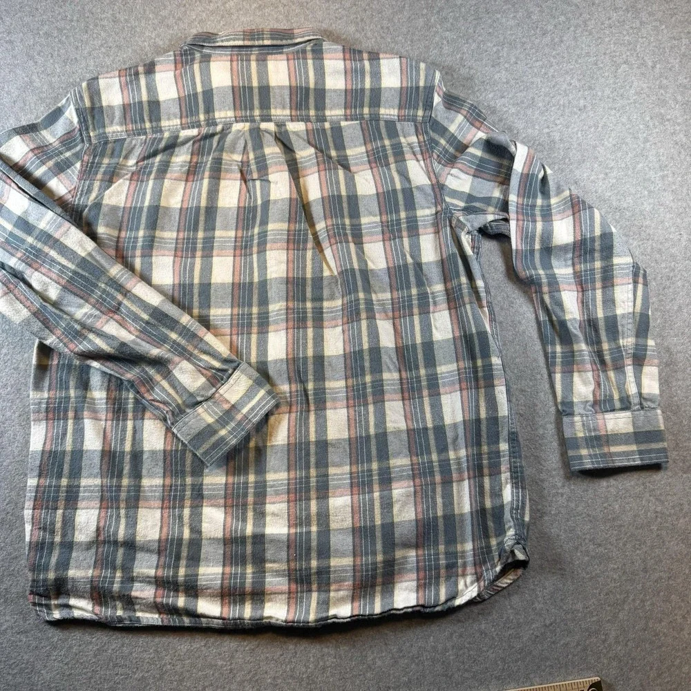 The North Face Shirt Mens L Blue Plaid Long Sleeve Flannel Lined Button-Up